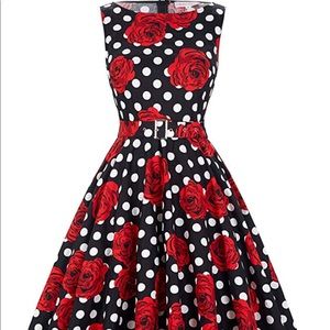 Belle Poque Roses and Dots Retro Dress
